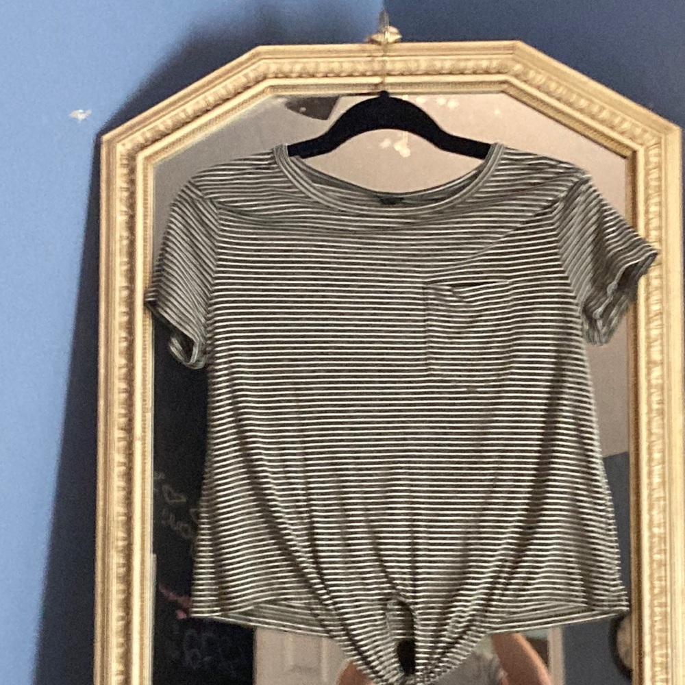 Dark green striped J crew crop top